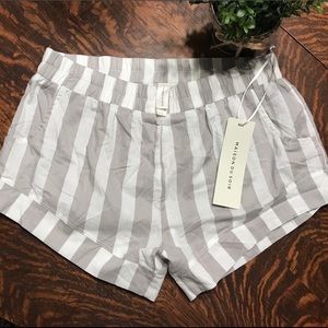 NWT Maison Du Soir Stevie Short Gray Stripe PJ